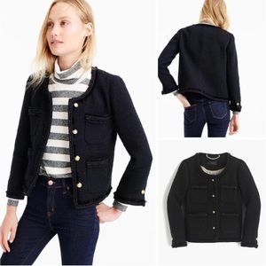 J.Crew Cropped lady black boucle jacket with gold buttons